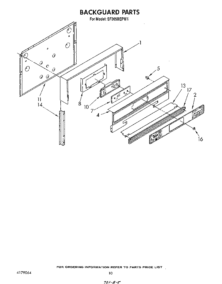BACKGUARD , LIT/OPTIONAL Diagram and Parts List for SF365BEPW1  Whirlpool Range