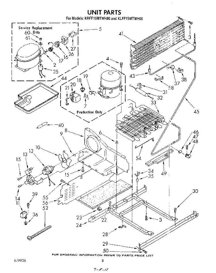 UNIT Diagram and Parts List for KRFF15MTWH00  KitchenAid Freezer