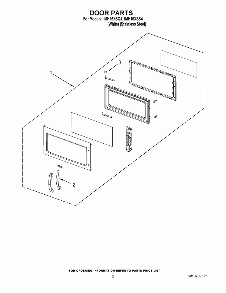 DOOR PARTS Diagram and Parts List for IMH16XSQ4  Whirlpool Microwave