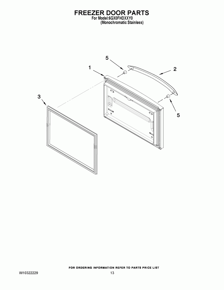 FREEZER DOOR PARTS Diagram and Parts List for 6GX0FHDXXY0  Whirlpool Refrigerator