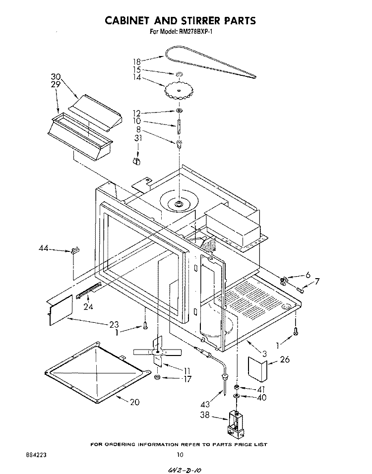 CABINET AND STIRRER Diagram and Parts List for RM278BXP1  Whirlpool Microwave Oven Combo
