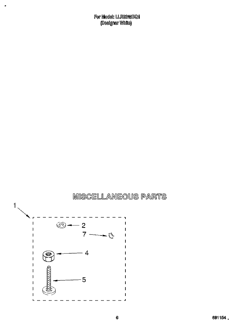 MISCELLANEOUS Diagram and Parts List for LLR9245BQ1  Whirlpool Washer