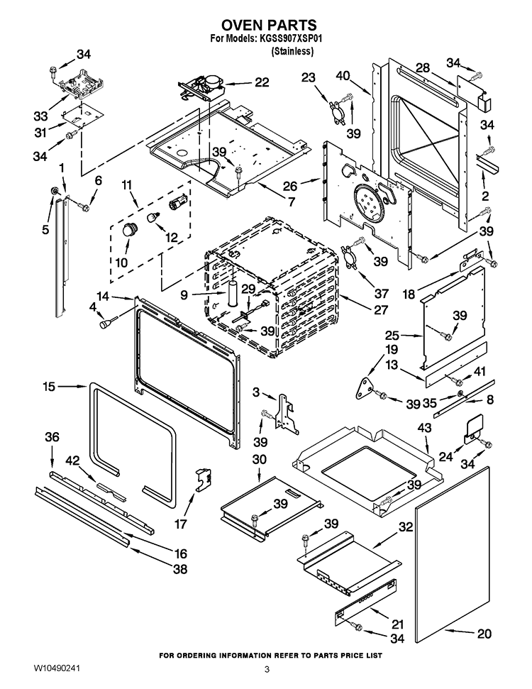OVEN PARTS Diagram and Parts List for KGSS907XSP01  KitchenAid Range