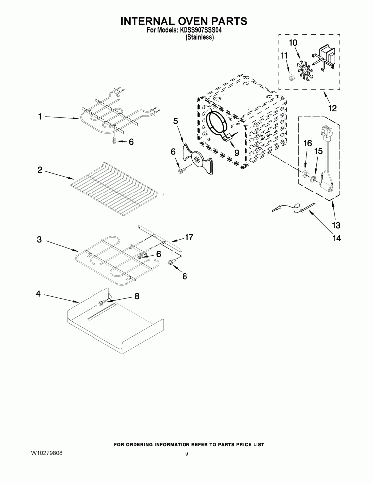 INTERNAL OVEN PARTS Diagram and Parts List for KDSS907SSS04  KitchenAid Range
