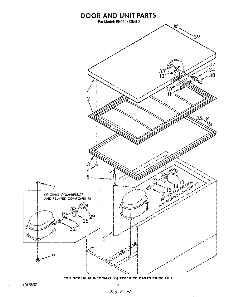 SECTION Diagram and Parts List for EH090FXSN10  Whirlpool Freezer