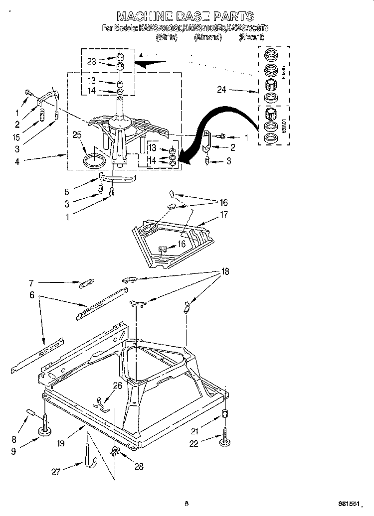 MACHINE BASE Diagram and Parts List for KAWS700GQ0  KitchenAid Washer