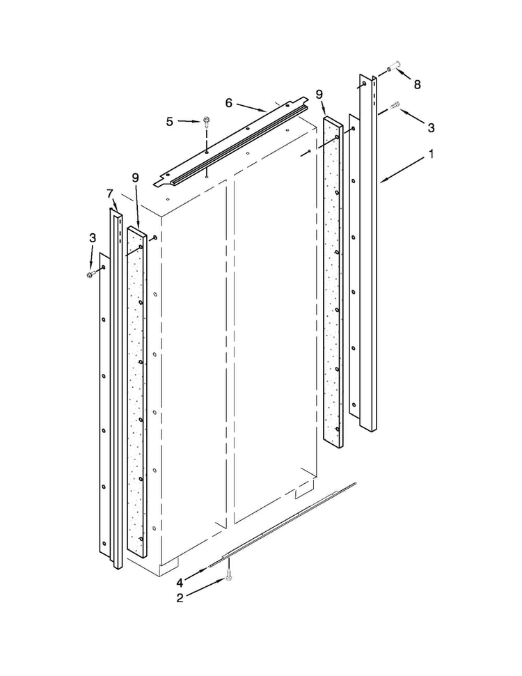Cabinet Trim Parts Diagram and Parts List for KSSC42QVS06  KitchenAid Refrigerator
