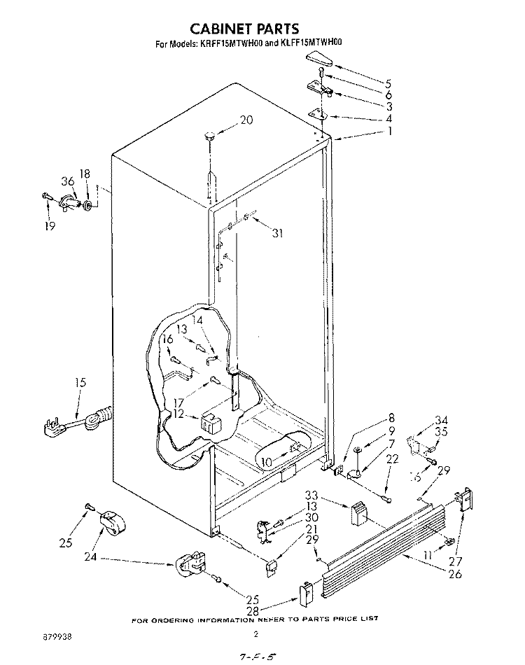 CABINET Diagram and Parts List for KRFF15MTWH00  KitchenAid Freezer