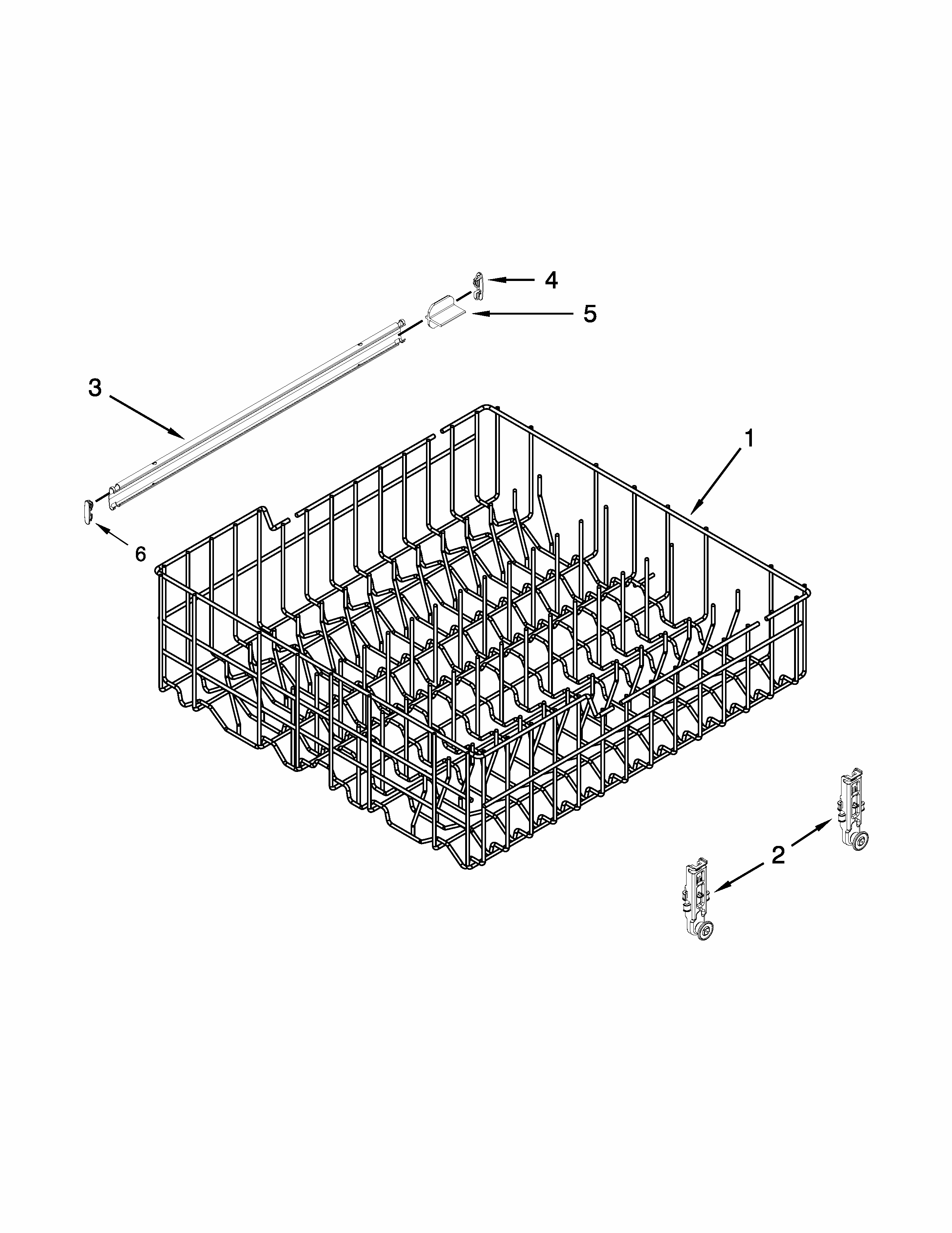 Upper Rack And Track Parts Diagram and Parts List for 66513009N510  Kenmore Dishwasher