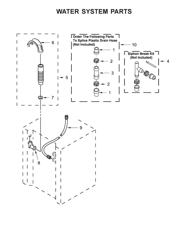 Water System Parts Diagram and Parts List for WET4027EW0  Whirlpool Washer Dryer Combo