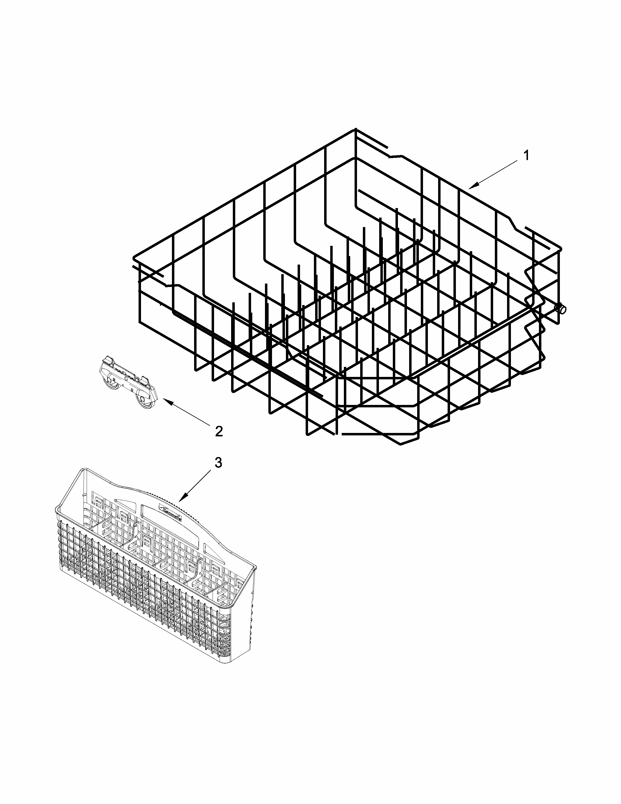 Lower Rack Parts Diagram and Parts List for 66513252K115  Kenmore Dishwasher