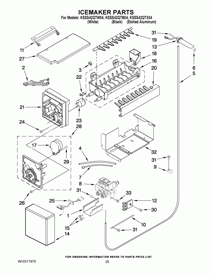 ICEMAKER PARTS Diagram and Parts List for KSSS42QTB04  KitchenAid Refrigerator
