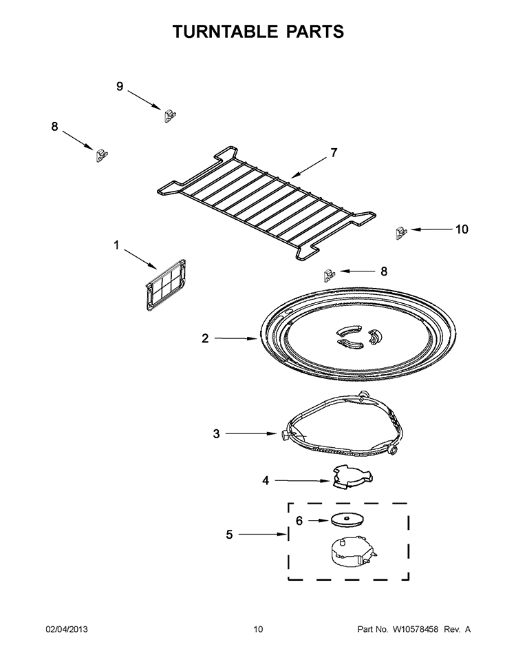 TURNTABLE PARTS Diagram and Parts List for YWMH53520AH1  Whirlpool Microwave