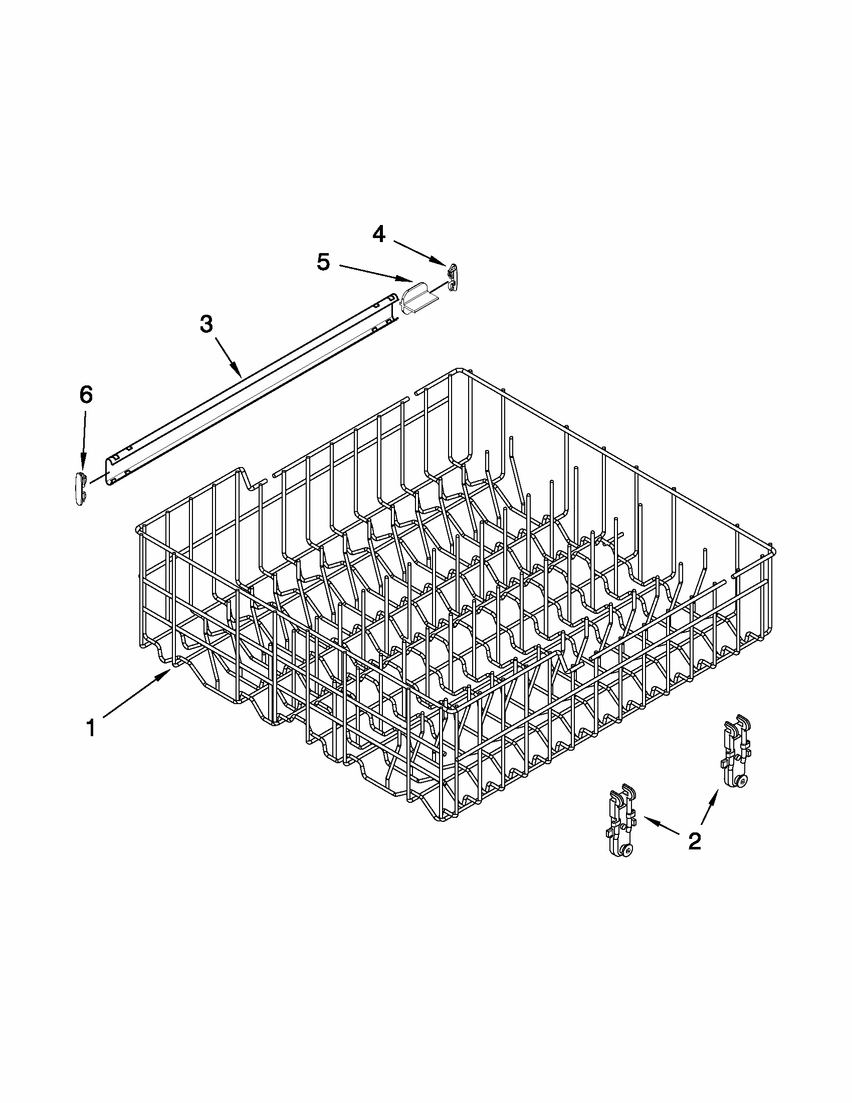 Upper Rack And Track Parts Diagram and Parts List for 66517159K210  Kenmore Dishwasher