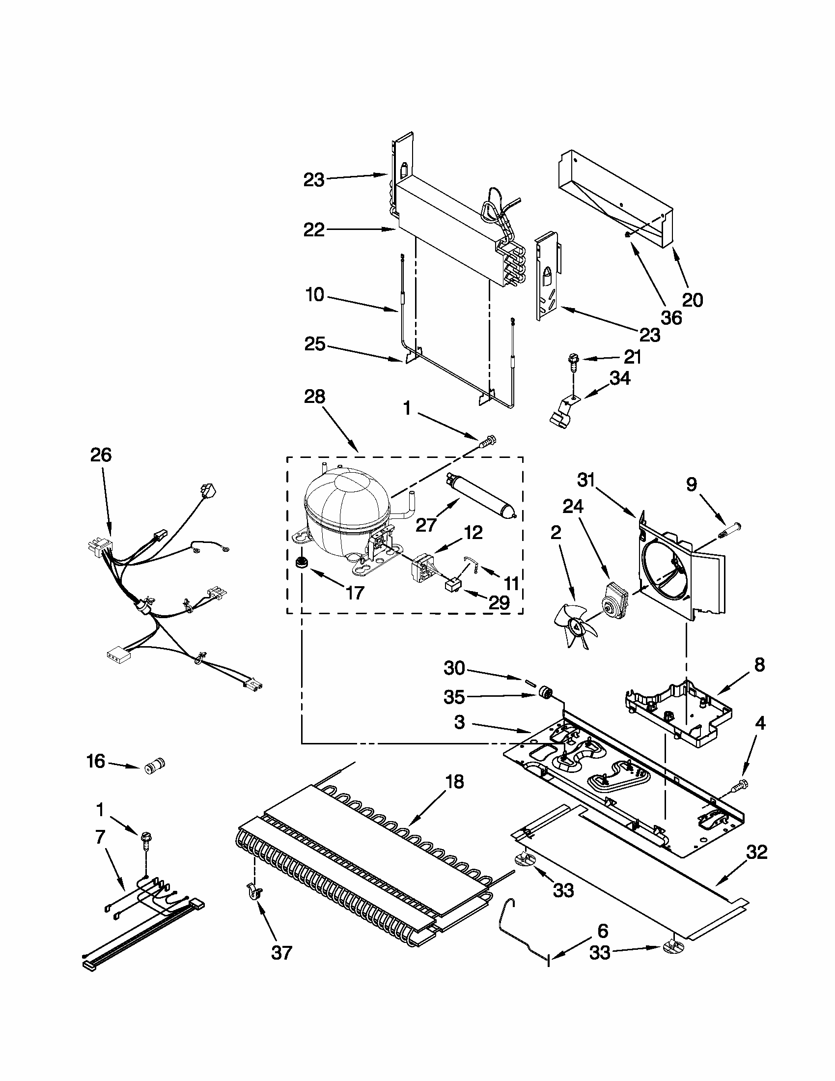 Unit Parts Diagram and Parts List for 59679543015  Kenmore Refrigerator