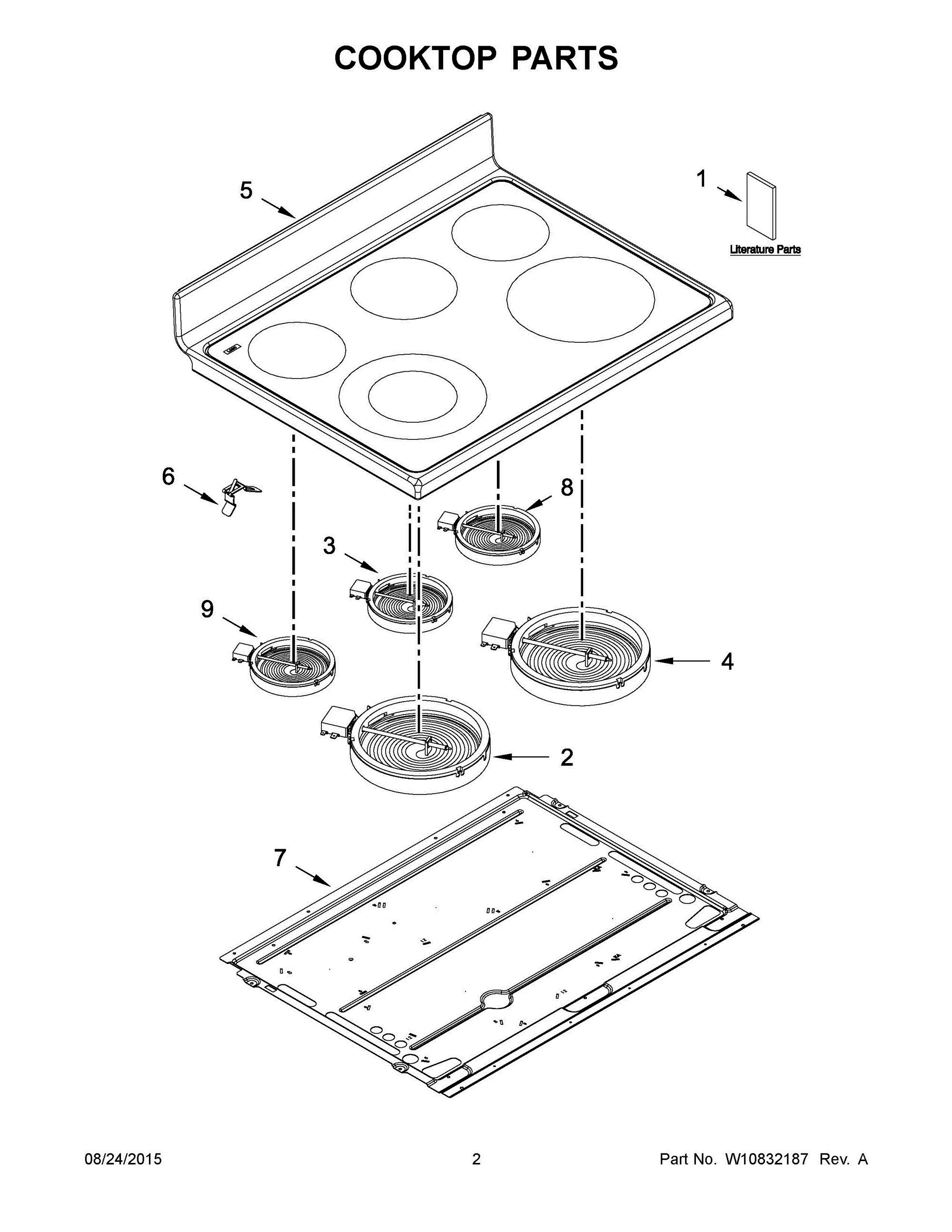 02 - COOKTOP PARTS Diagram and Parts List for YMET8720DH02  Whirlpool Range