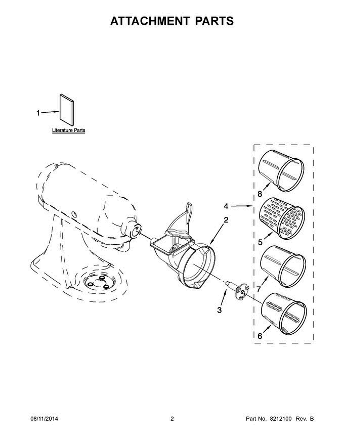 02 - Attachment Parts Diagram and Parts List for RVSA1  KitchenAid Mixer