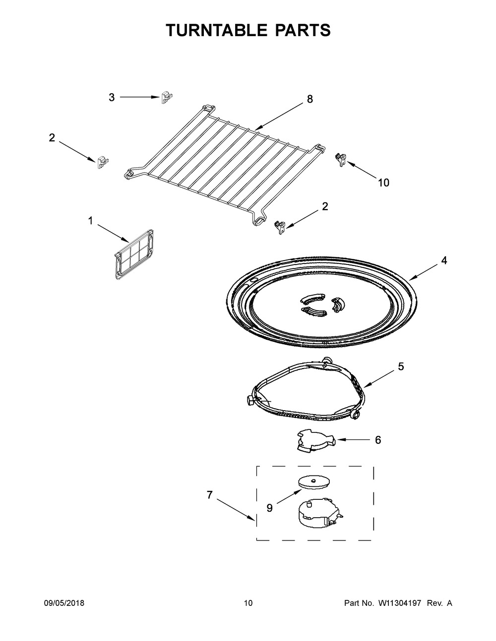 Turntable Parts Diagram and Parts List for YWMH75021HV1  Whirlpool Microwave