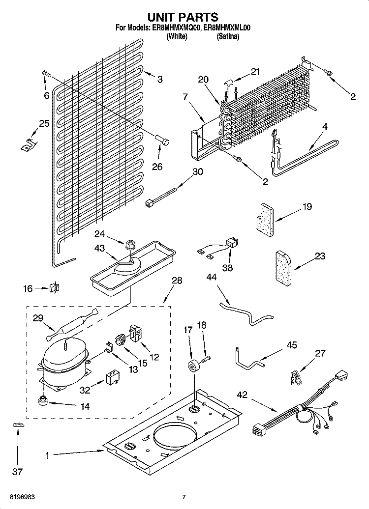 UNIT PARTS Diagram and Parts List for ER8MHMXML00  Whirlpool Refrigerator