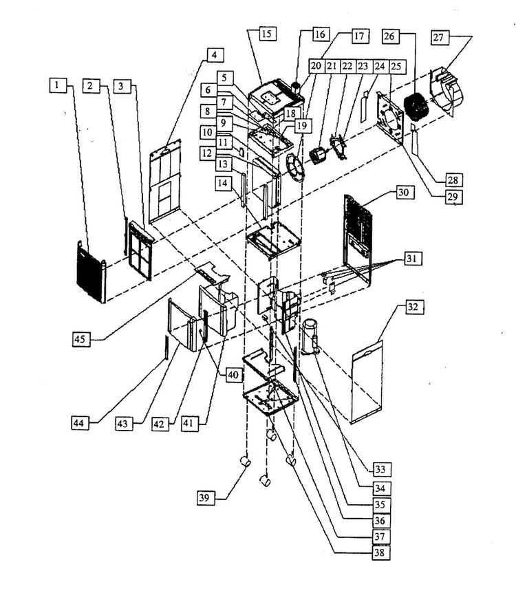 Cabinet Parts Diagram and Parts List for 46159490  Kenmore Dehumidifier