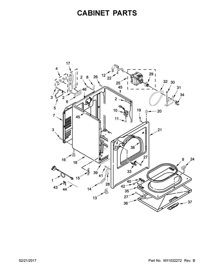 Cabinet Parts Diagram and Parts List for 3LWED4830FW0  Whirlpool Dryer