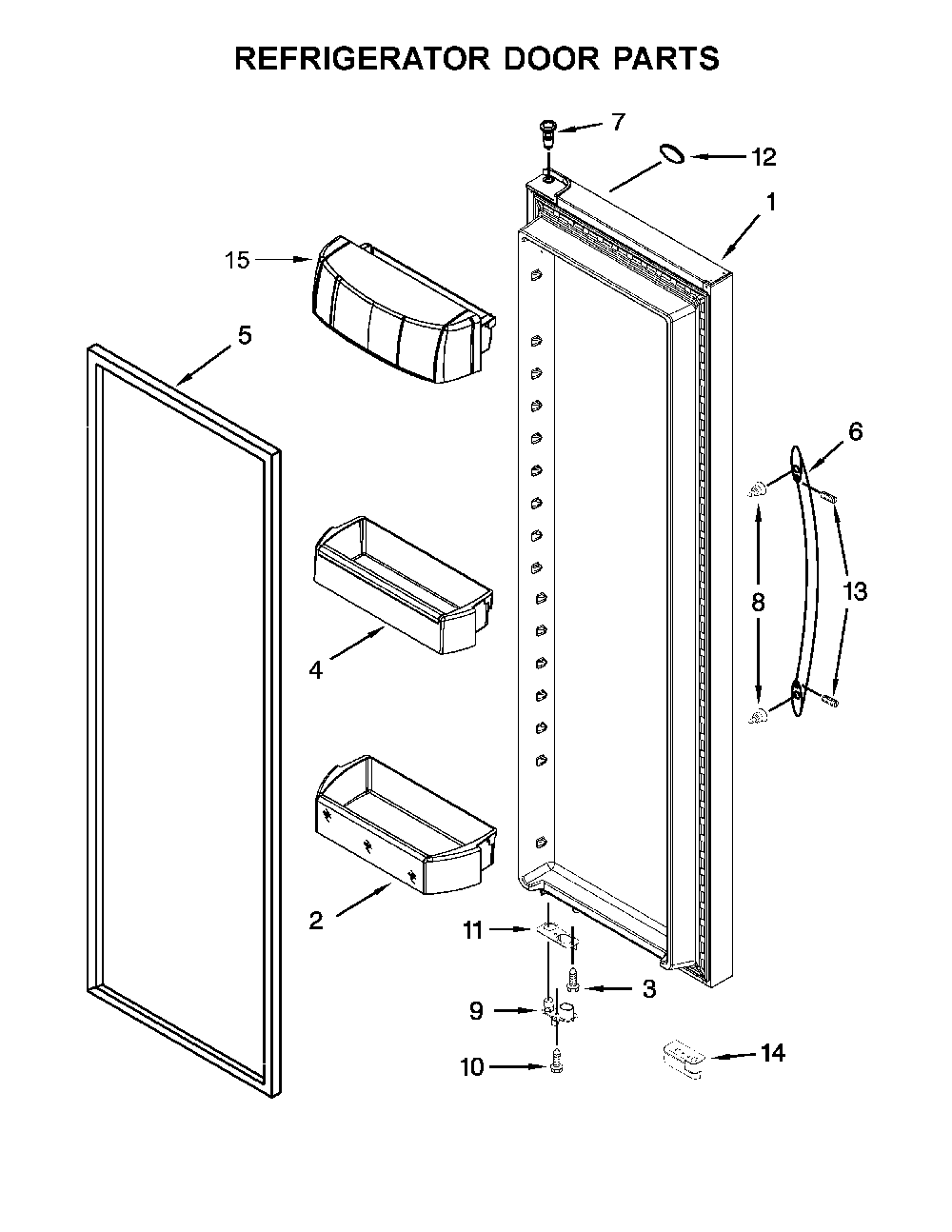 Refrigerator door parts Diagram and Parts List for 10651762511  Kenmore Refrigerator