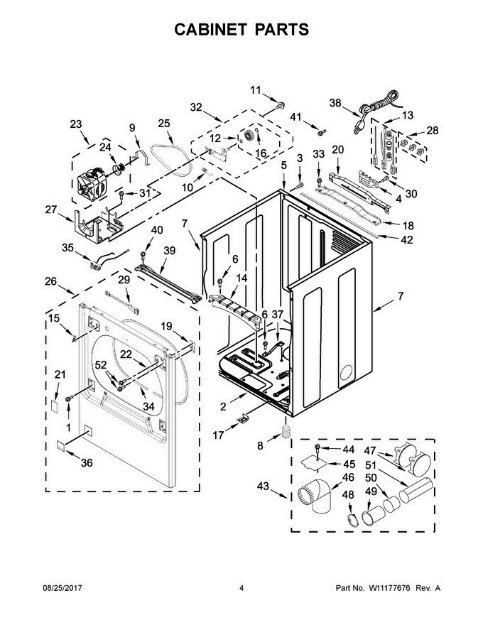03 - Cabinet Parts Diagram and Parts List for WGD8500DC4  Whirlpool Dryer