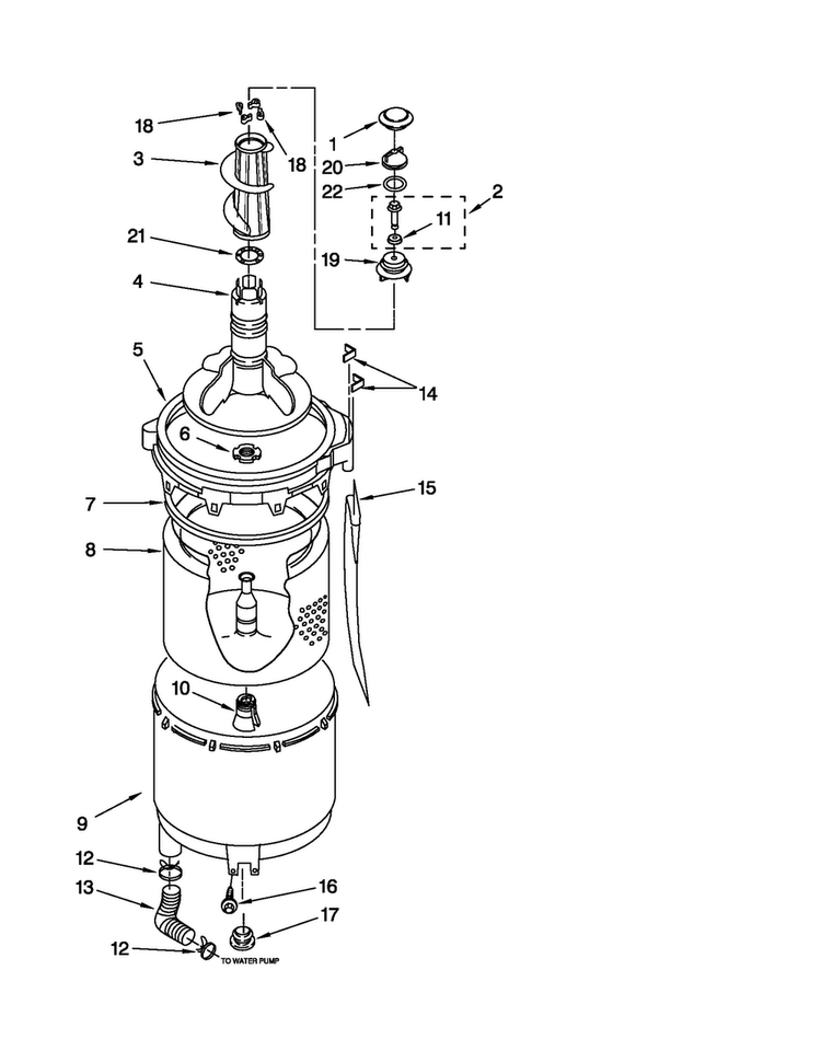 Tub And Basket Parts Diagram and Parts List for 1109875279A  Kenmore Washer Dryer Combo
