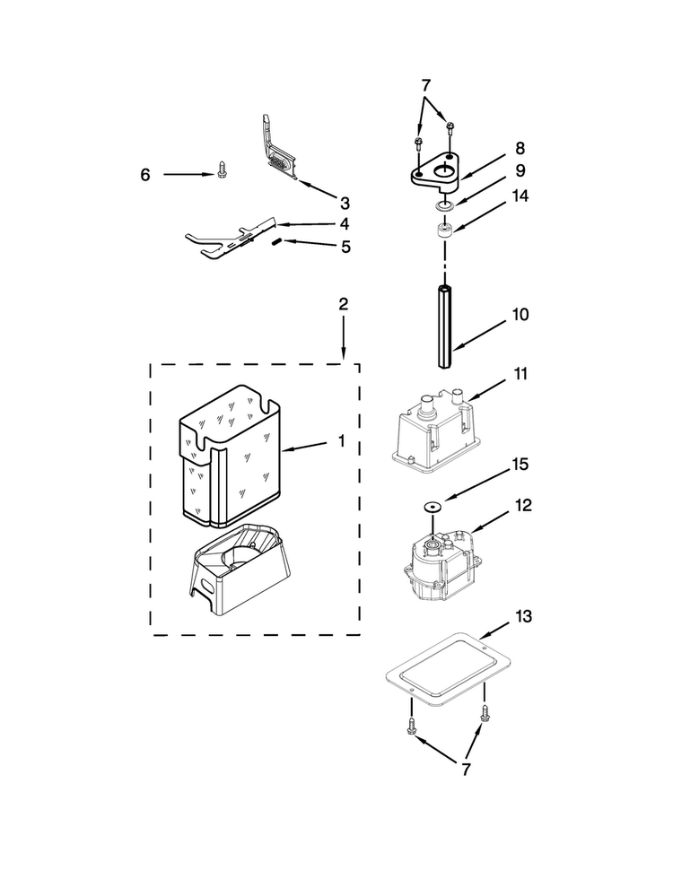 Motor And Ice Container Parts Diagram and Parts List for KSSC36QTS08  KitchenAid Refrigerator