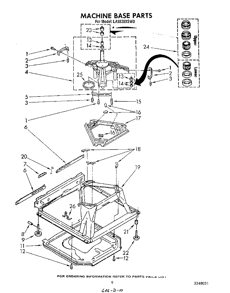 MACHINE BASE Diagram and Parts List for LA5530XSW0  Whirlpool Washer