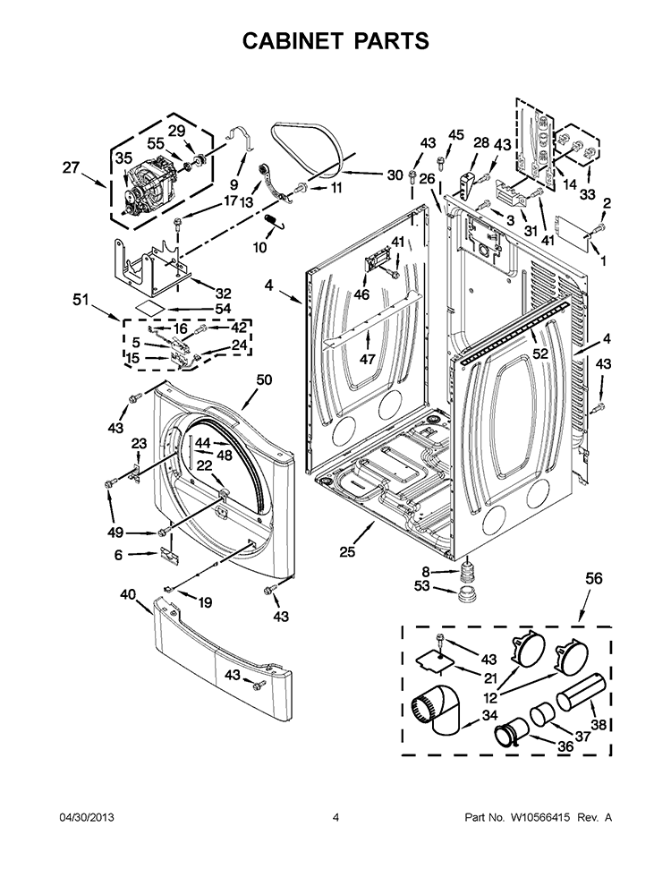 CABINET PARTS Diagram and Parts List for CED8990XW1  Whirlpool Dryer