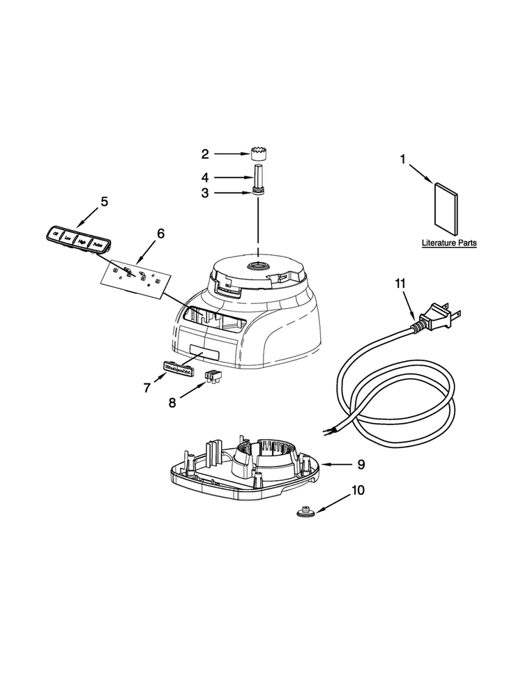 Motor And Housing Unit Parts Diagram and Parts List for KJA13AVBNA0  KitchenAid Food Processor