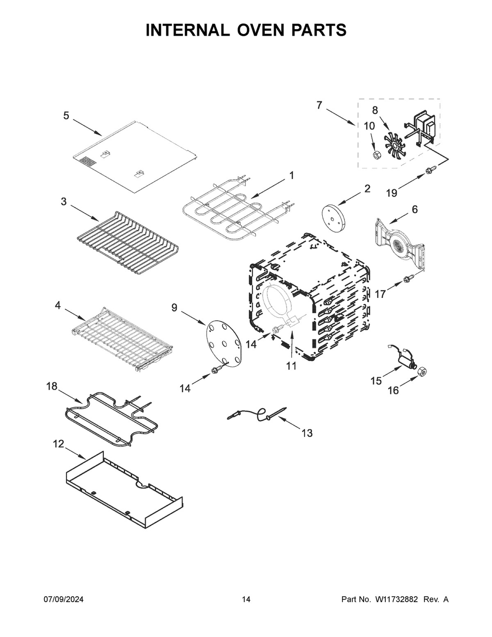 08 - Internal Oven Parts Diagram and Parts List for KFDC506JPA03  Whirlpool Cooktop