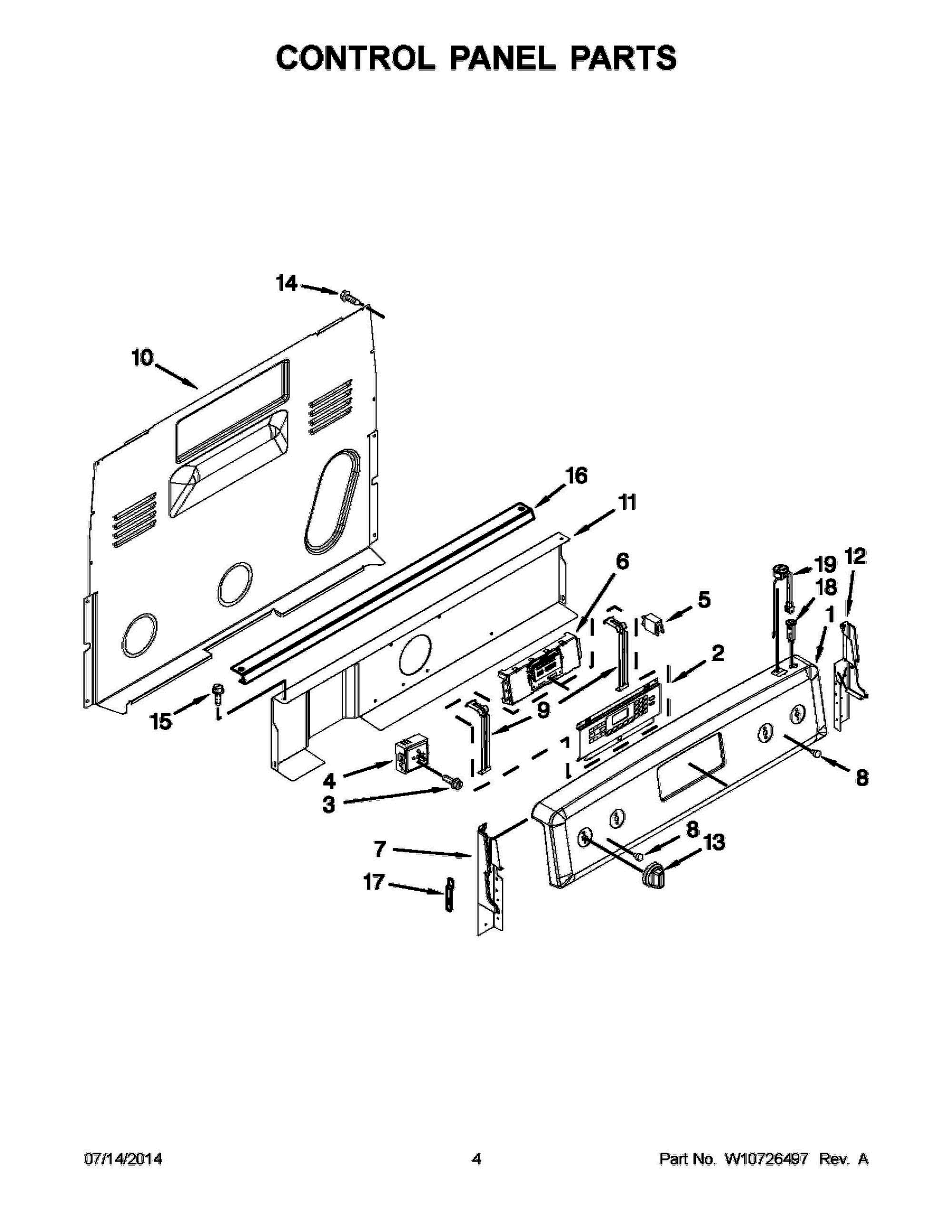 03 - CONTROL PANEL PARTS Diagram and Parts List for YKERS202BSS1  Whirlpool Range
