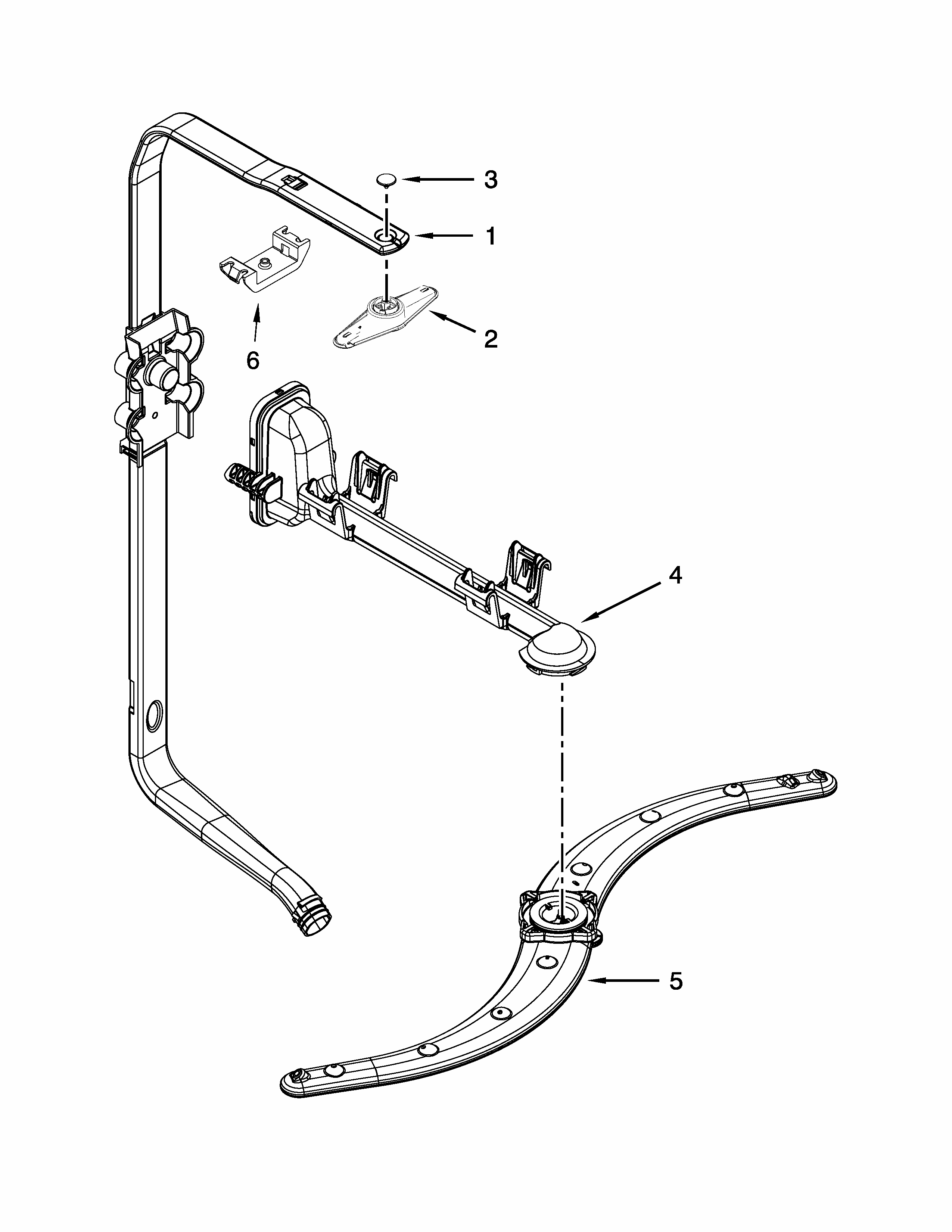 Upper Wash And Rinse Parts Diagram and Parts List for 66513229N412  Kenmore Dishwasher