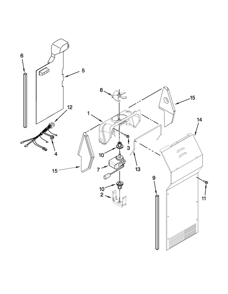 Air Flow Parts Diagram and Parts List for 7WRS25FDBF02  Whirlpool Refrigerator