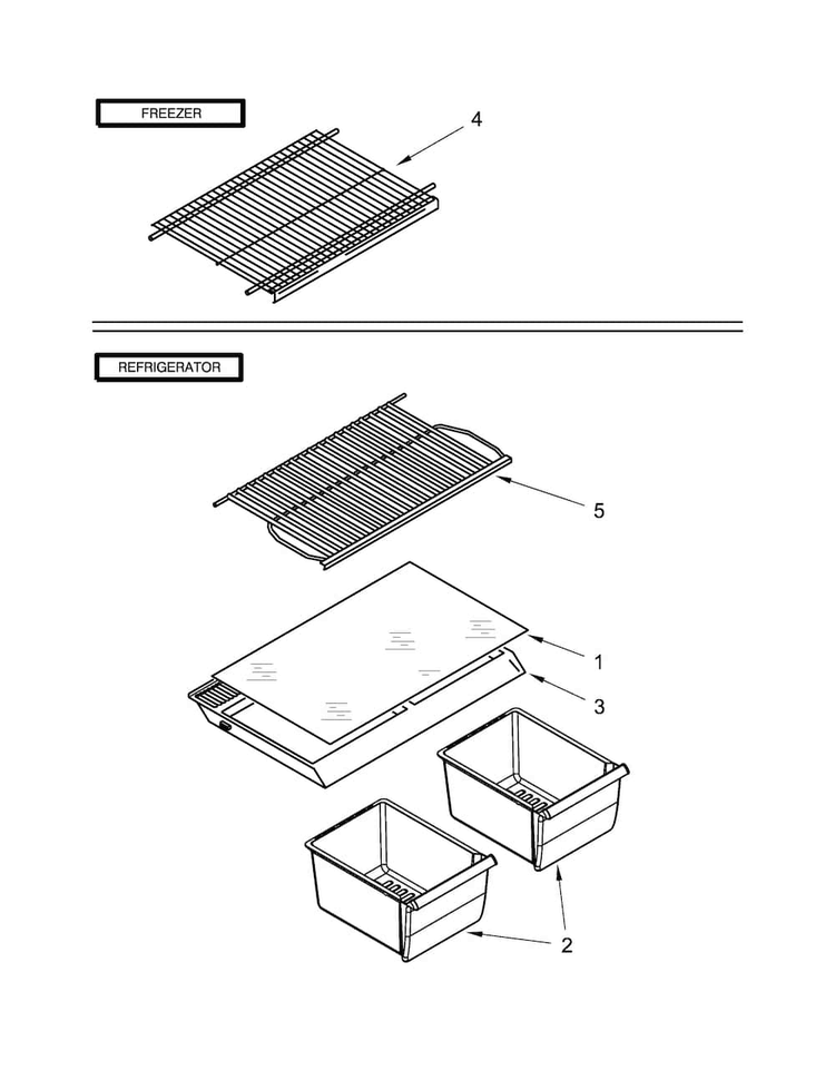 Shelf Parts Diagram and Parts List for WRT106TFDT00  Whirlpool Refrigerator