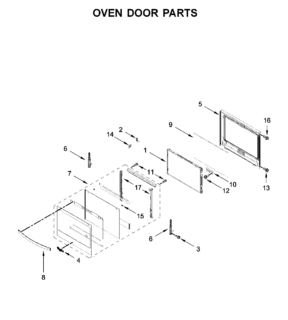 Oven door parts Diagram and Parts List for WOC54EC7HW04  Whirlpool Microwave