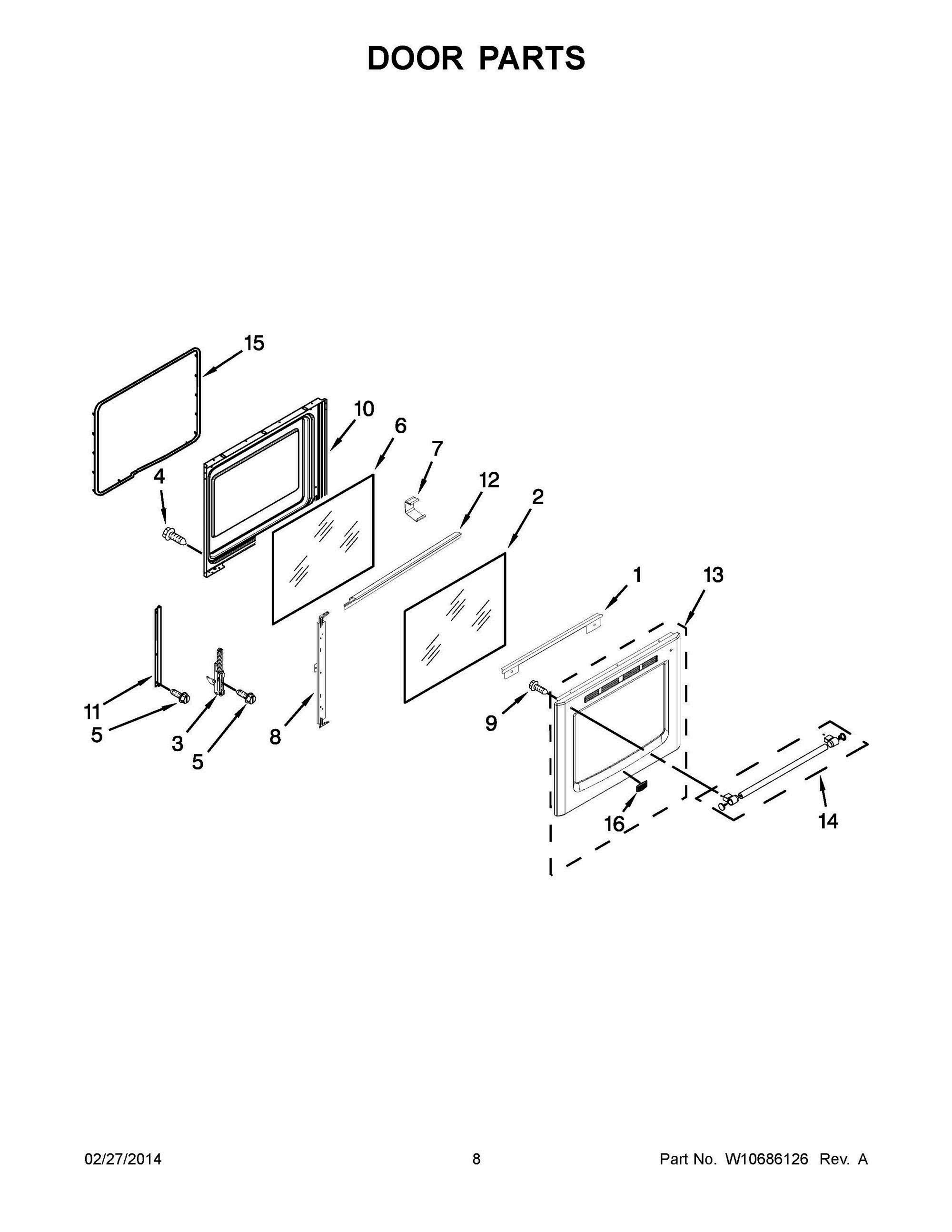 05 - DOOR PARTS Diagram and Parts List for YMER8800DE0  Whirlpool Range