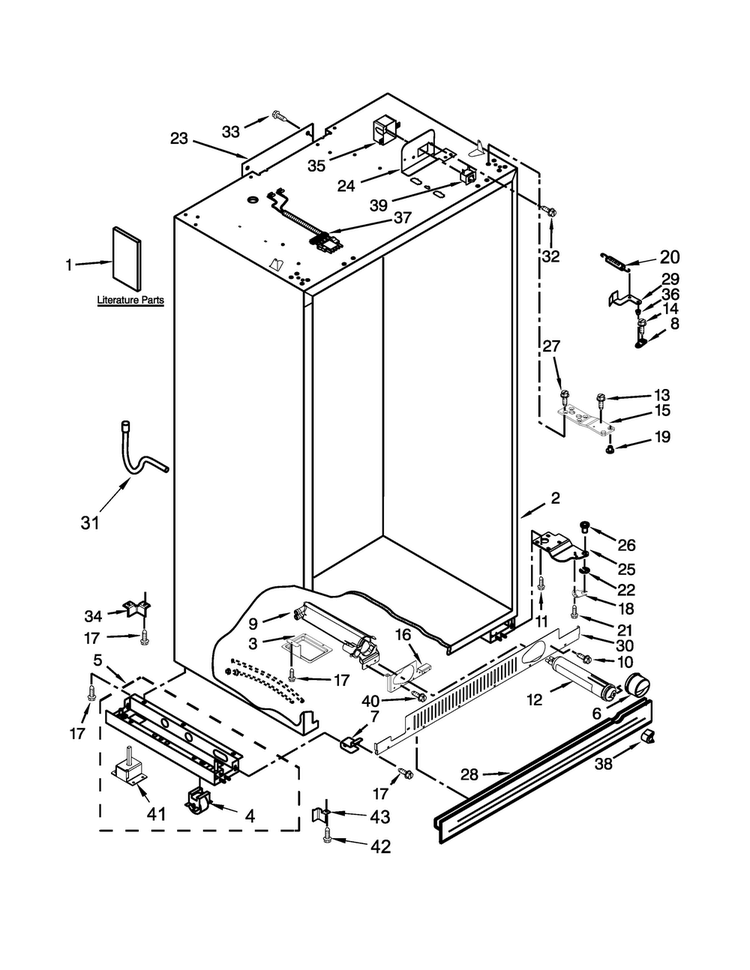 Cabinet Parts Diagram and Parts List for KBSN508ESS00  KitchenAid Refrigerator