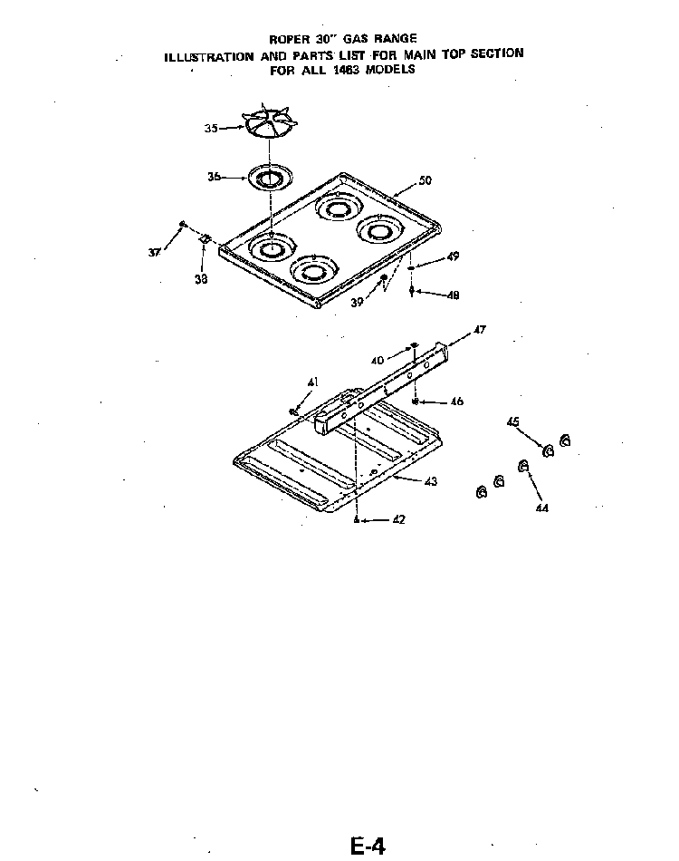 Section 2 Diagram and Parts List for 1463*3A  Roper Range