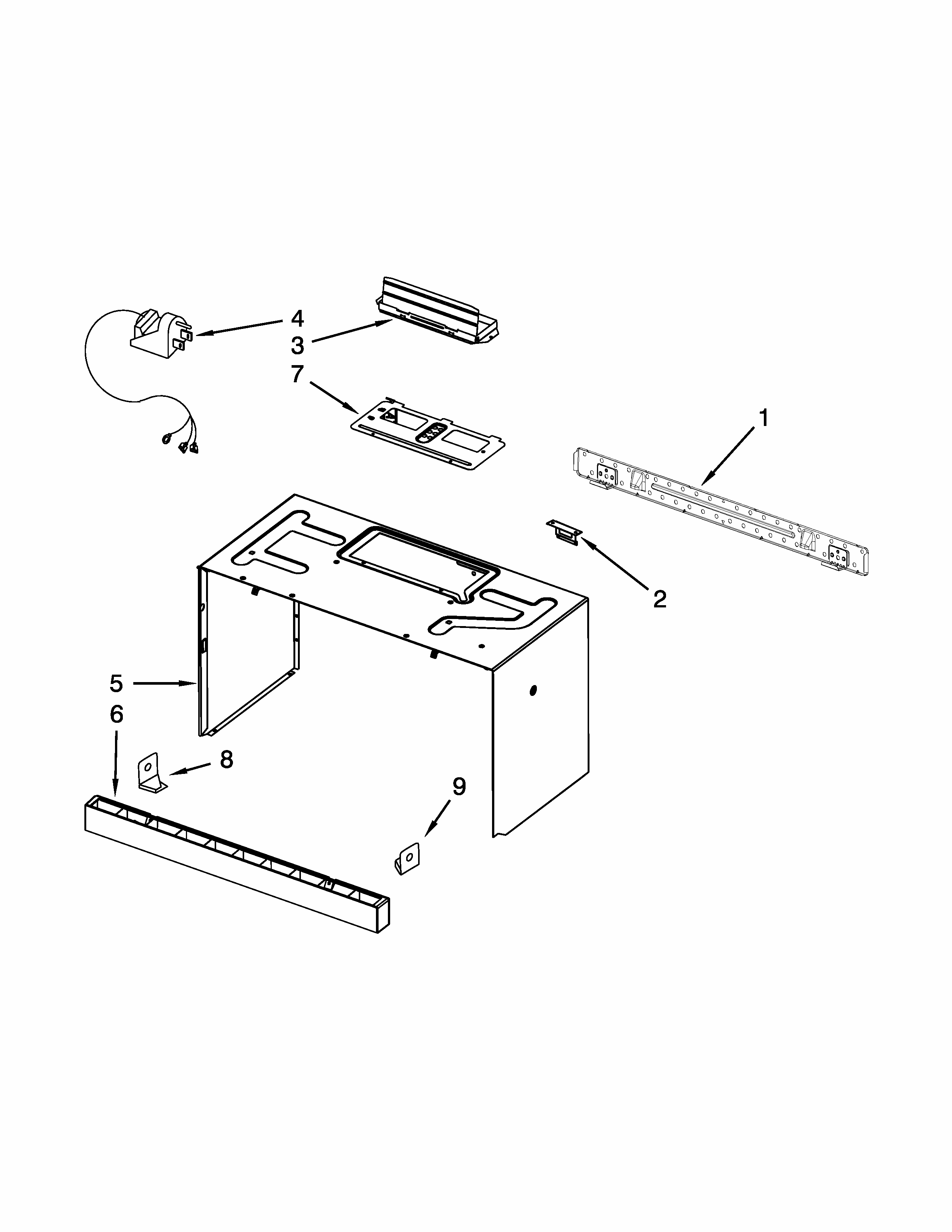 Cabinet And Installation Parts Diagram and Parts List for IMH205DS0  Whirlpool Microwave