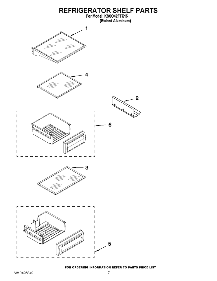 REFRIGERATOR SHELF PARTS Diagram and Parts List for KSSO42FTX15  KitchenAid Refrigerator