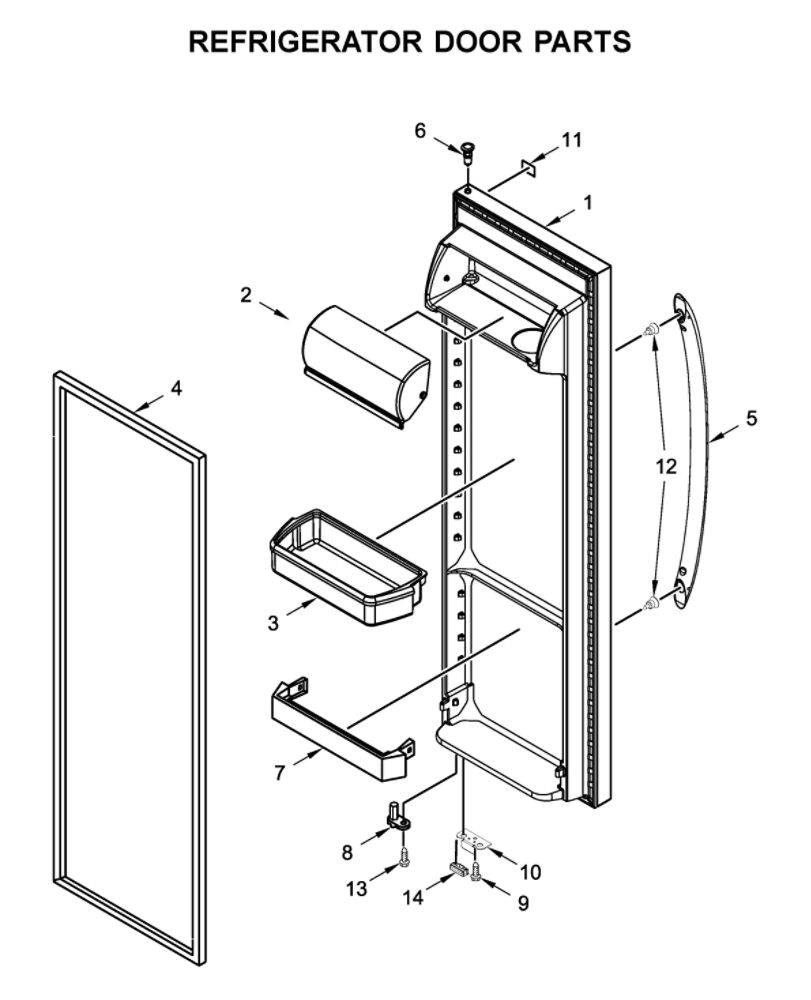 Refrigerator Door Parts Diagram and Parts List for WRS315SDHM04  Whirlpool Refrigerator