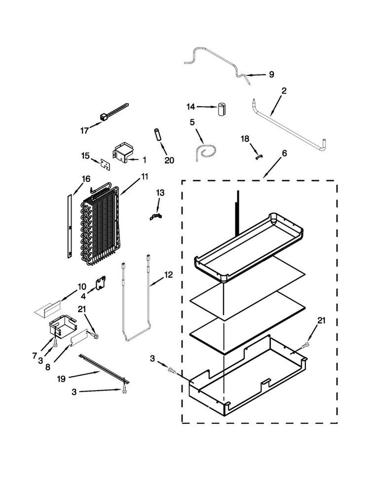 Lower Unit And Tube Parts Diagram and Parts List for KSSO48FTX18  KitchenAid Refrigerator