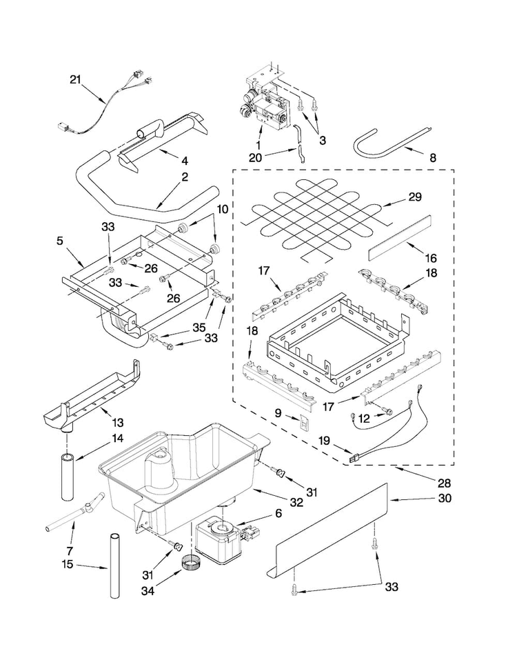 Evaporator, Ice Cutter Grid And Water Parts Diagram and Parts List for 10689582706  Kenmore Ice Maker
