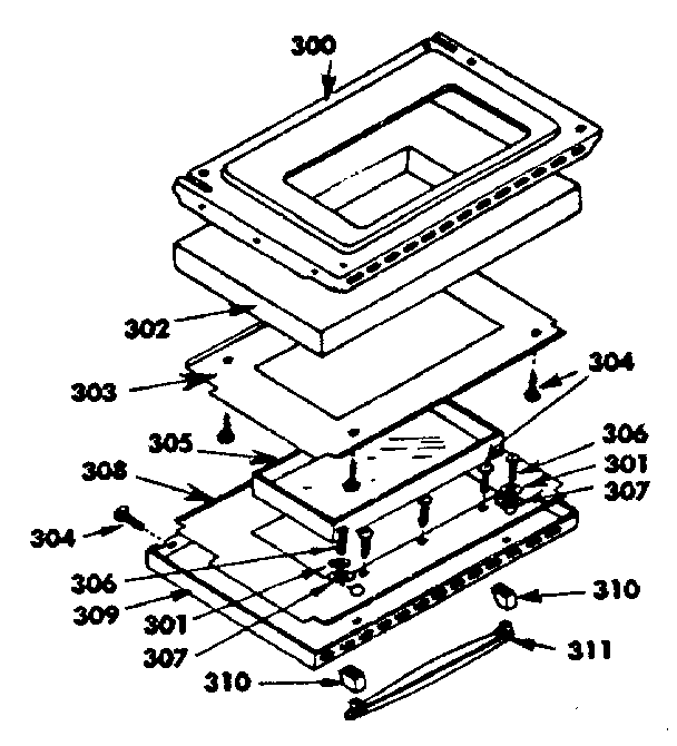 Oven Door Diagram and Parts List for 1553567201  Kenmore Range