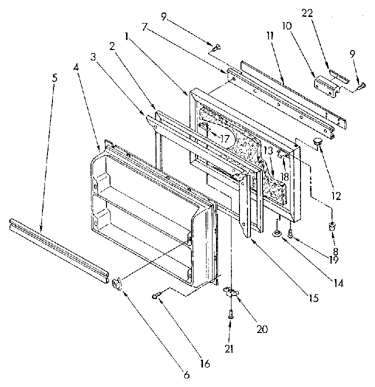 Freezer Door Diagram and Parts List for EF19MKXSM01  Whirlpool Refrigerator