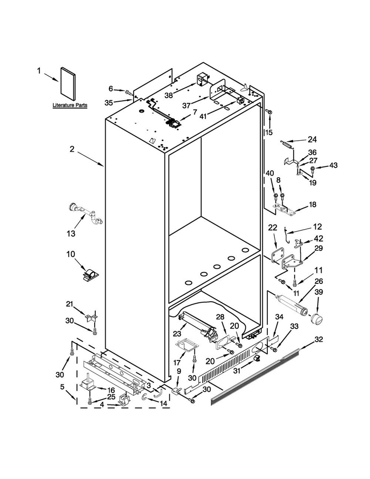 Cabinet Parts Diagram and Parts List for KBBR306EPA00  KitchenAid Refrigerator