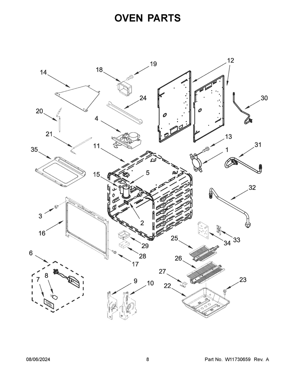 05 - Oven Parts Diagram and Parts List for KFGC506JPA07  Whirlpool Range